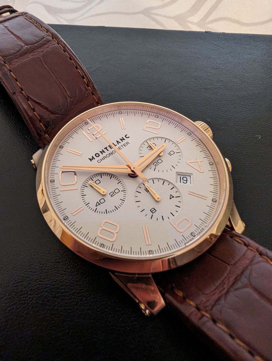 Montblanc Timewalker Chronograph 43mm 18Kt Rose Gold on Alligator leather Strap