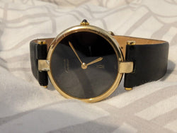 Cartier Must De Cartier watch, Vendome Vermeil, Black Dial, 925 Silver.
