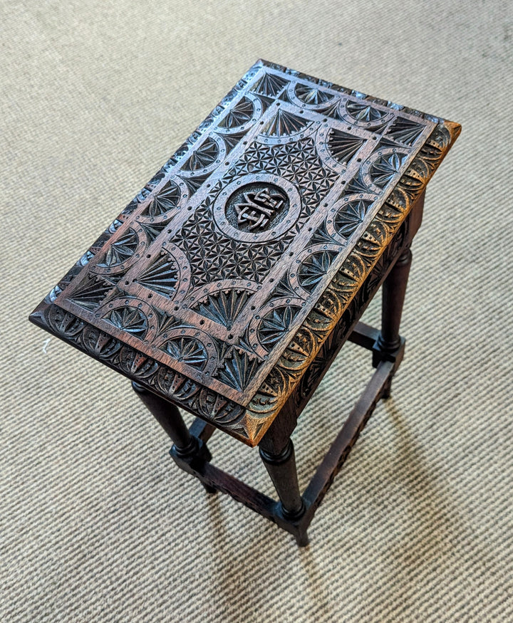 Anglo-Indian Carved Oak Table with Box