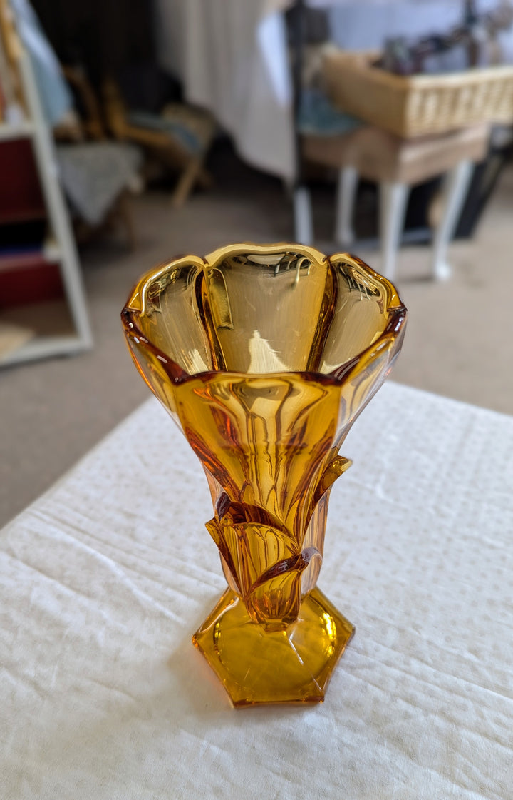 Art Deco Amber Glass Vase