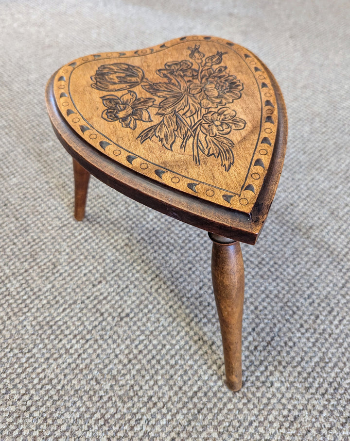 Hand Carved Oak Stool