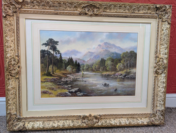 Wendy Reeves 'Fisherman in a Highland Landscape', Original Pastel