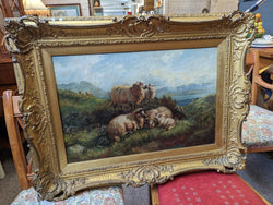 R J Hammond Oil on Canvas, Westmorland Sheep in Landscape.
