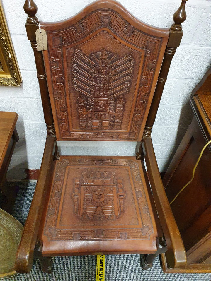 1950s/60s Vintage Hand tooled Peruvian Leather chair