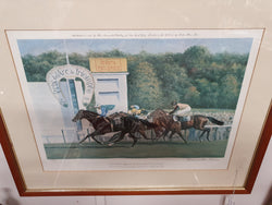 World renowned equine artist Richard Stone Reeves print Detroit defeats Argument from 1980, published in 1981 by The Newmarket Gallery of New York, U.S.A