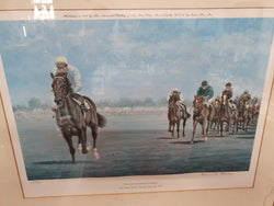 World renowned equine artist Richard Stone Reeves print "Troy Leaves the Field standing" from 1979, published in 1980 by The Newmarket Gallery of New York, U.S.A,